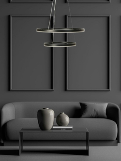 Люстра подвесная светодиодная Lanbos, 2 LED лампы, 63 Вт, до 20 кв м, черная