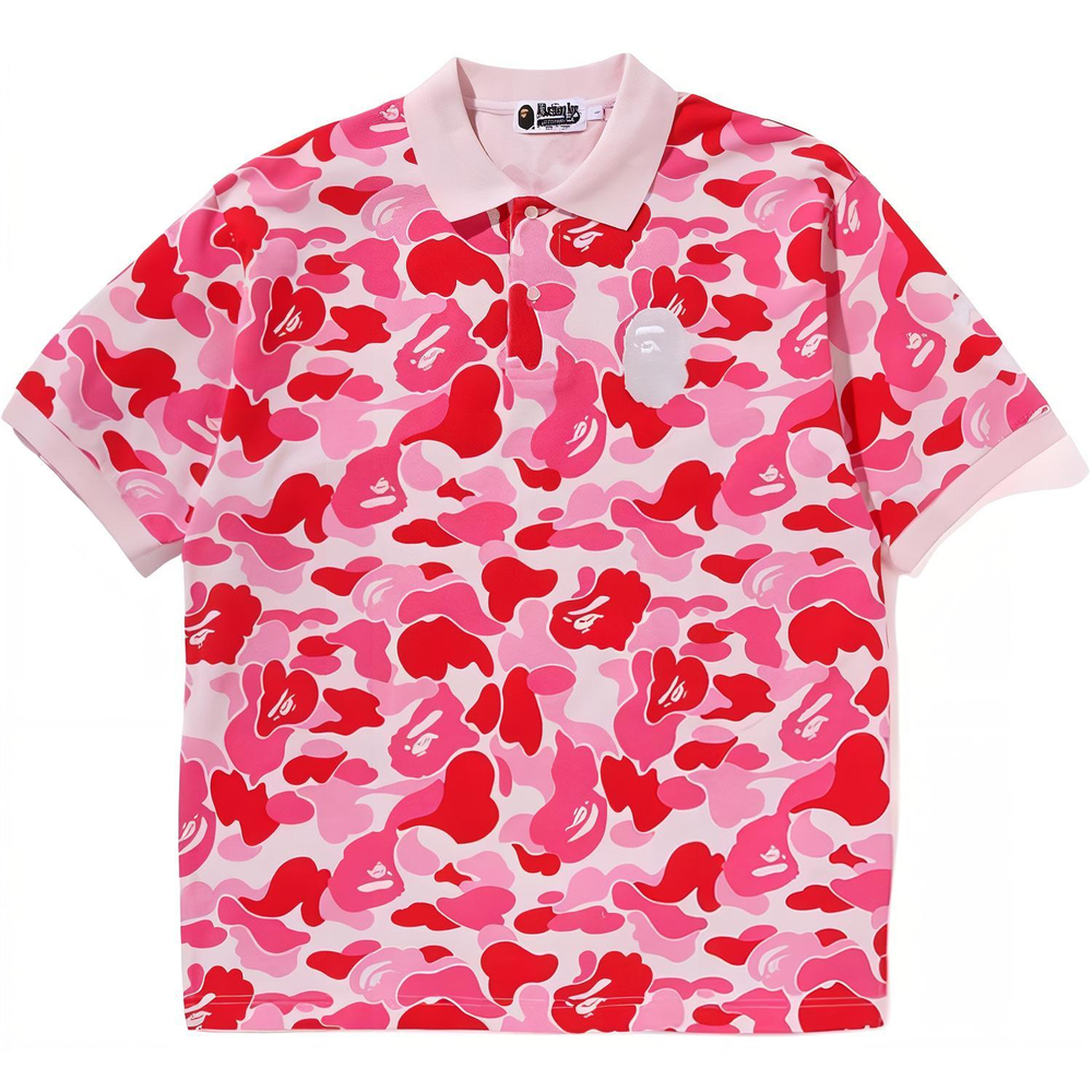 A Bathing Ape Abc Camo Pile Jacquard Relaxed Fit Polo Shirt розовый