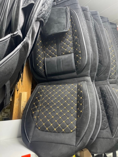 UU - Z5 Желтый / Комплект чехлов на сиденья, ткань черная, строчка желтая, замша, 5 предметов, серия: стандарт ком-фо (за комплект)