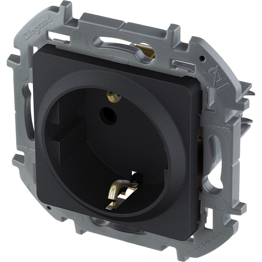 Розетка с заземлением без шторок 16А 250В антрацит Inspiria Legrand
