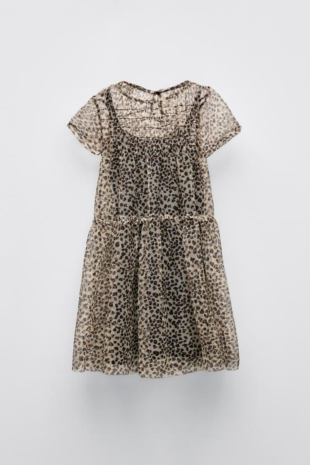 ZARA ПЛАТЬЕ ИЗ ПРОЗРАЧНОЙ ТКАНИ С ЛЕОПАРДОВЫМ ПРИНТОМ, ЛЕОПАРДОВЫЙ
