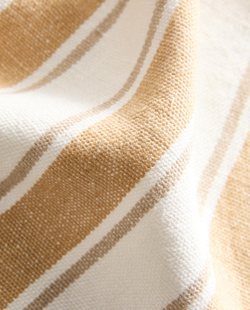 Zara Home - Льняное одеяло с полосками на подоле, горчичный, 140x190 см