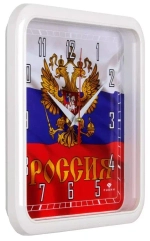 Часы 21 Bek настенные  2223-274 квадрат 22х22см, корпус белый "Россия""Рубин"