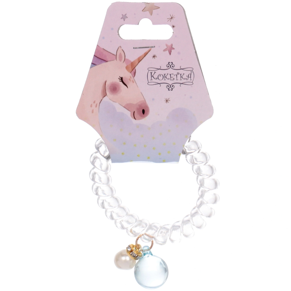 Резинка для волос силиконовая «Salon Bon Bon», жемчуг, микс 5 цветов, d-5,5см, ( подвес единорог)