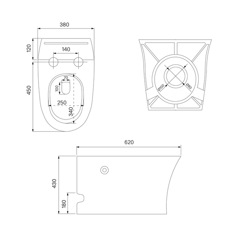 Унитаз приставной  IDDIS PULIDSEi26 "Pulse" функция импульсного смыва, сиденье дюропласт