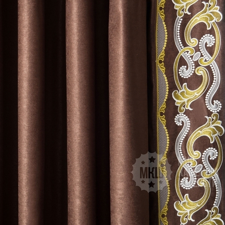 Готовые шторы с вышивкой ВАЛЛЕРИ (арт. BL01-248-05) - (200х270)х2 см. - коричневые