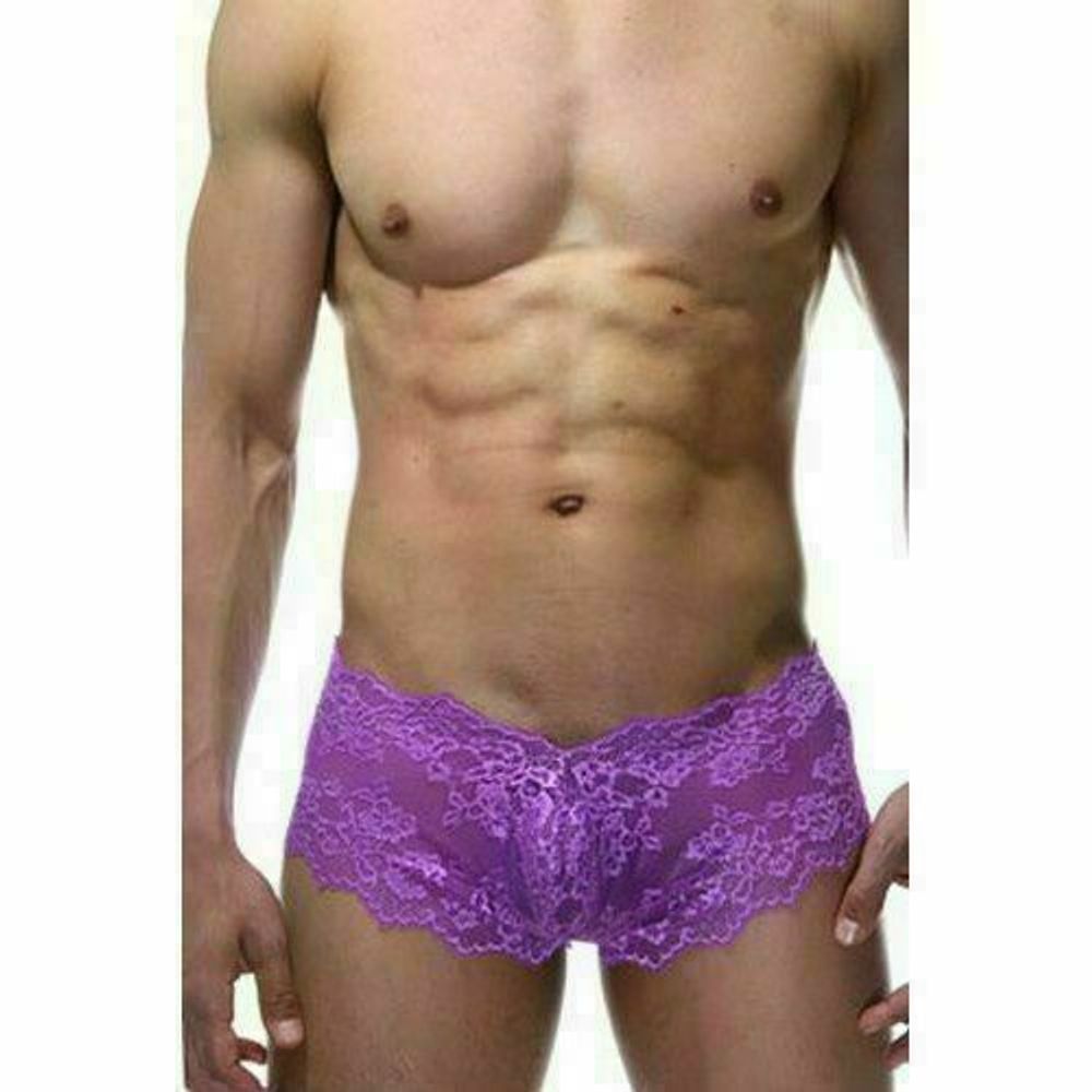 Мужские трусы хипсы сиреневые кружевные La Blinque LB15408