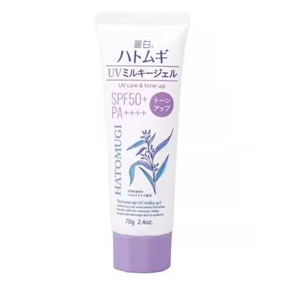 Солнцезащитный крем-гель тонизирующий молочный с экстрактом семян коикса SPF50+ PA++++ 70 г Kumano Yushi Hatomugi The Tone Up UV Milky Gel