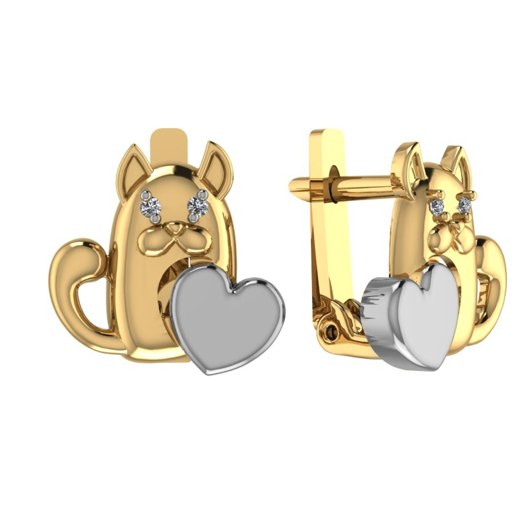 Серьги из золота 585 пробы с Фианит