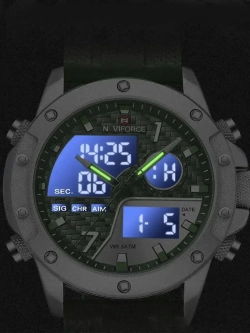 Часы наручные кварцевые NAVIFORCE на силиконовом ремешке, серебристый/синий W8740-01