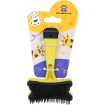 Расческа - пуходерка самоочищающаяся для собак и кошек «Пушок», цвет желтый, 13см (блистер)✦