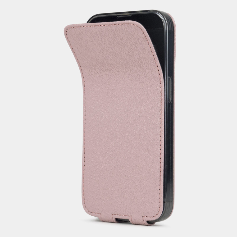 Чехол для iPhone 15 Pro из кожи козы, пудрового цвета