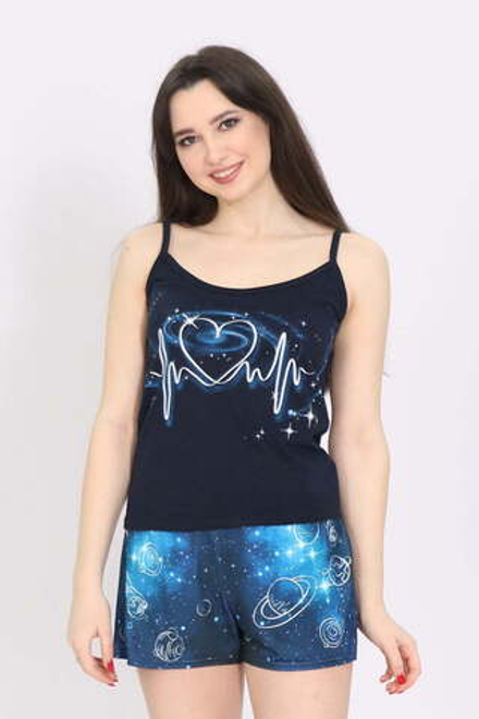 [m]Пижама женская "РИТМ" майка+шорты модель КЖ 0165 кулирка+микрофибра