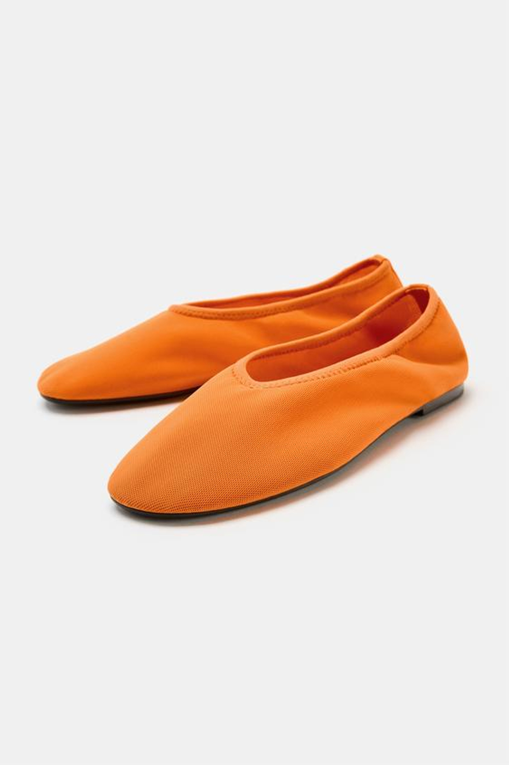 ZARA БАЛЕТКИ ИЗ СЕТЧАТОЙ ТКАНИ, ОРАНЖЕВЫЙ