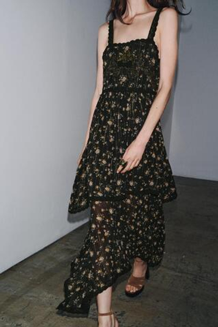 ZARA ПЛАТЬЕ С ЦВЕТОЧНЫМ ПРИНТОМ — ZW COLLECTION, ЧЕРНЫЙ