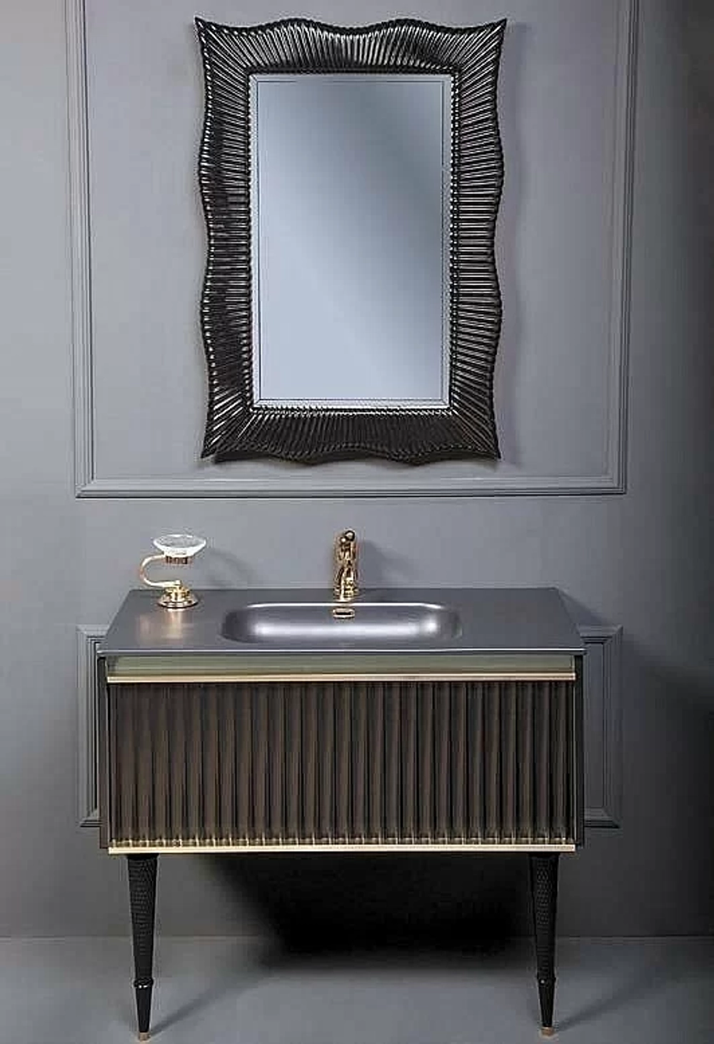 Тумба с раковиной Armadi Art Vallessi Avantgarde Canale 80 черный с золотом