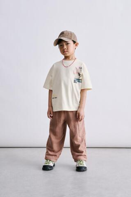 ZARA БРЮКИ КОМБИНИРОВАННЫЕ, ПУДРОВО-РОЗОВЫЙ