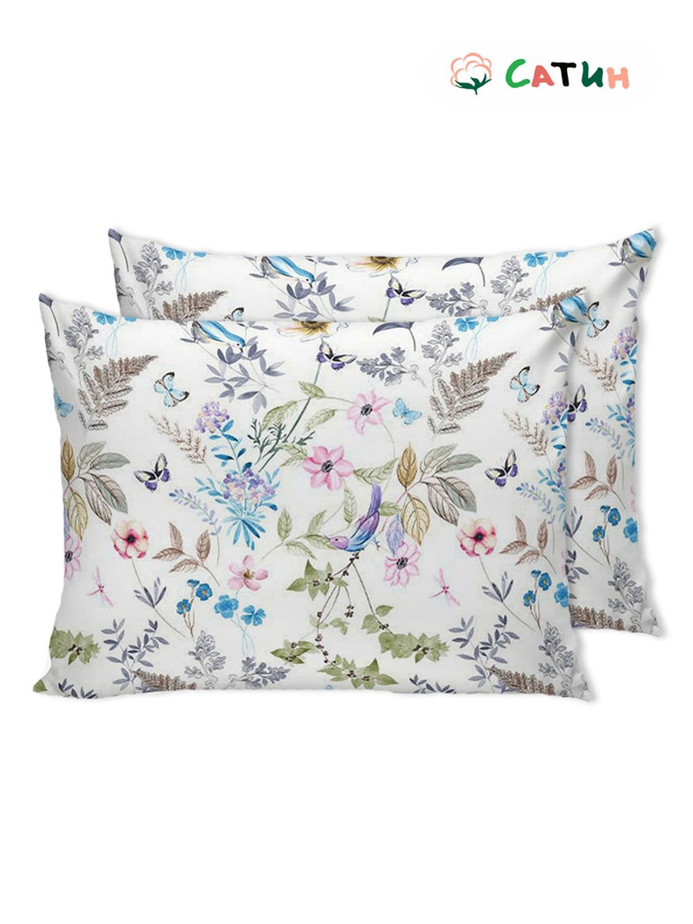 Постельное белье Milky Garden "Каролина (сатин)" семейное  Наволочка 50х70 см 2 шт  Простынь на резинке 160х200 см  Пододеяльник 145х215 см(2шт)