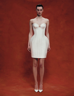 Платье мини из атласа корсетное с объемной юбкой