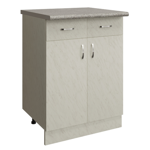 Стол разделочный 60 белый мрамор (2 ящика), столешница гранит пёстрый