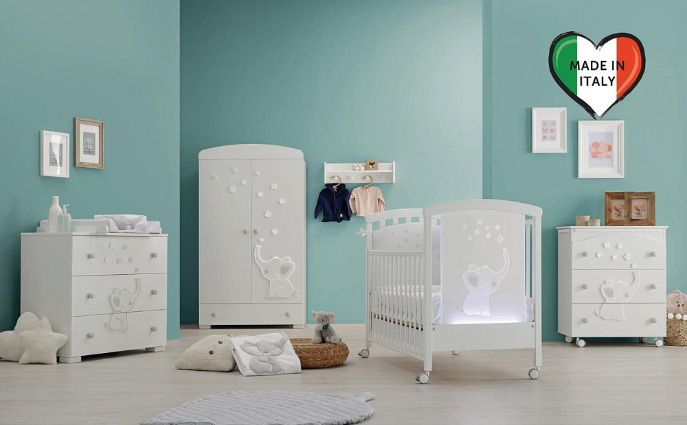 Детская кровать Erbesi Elly LED белый