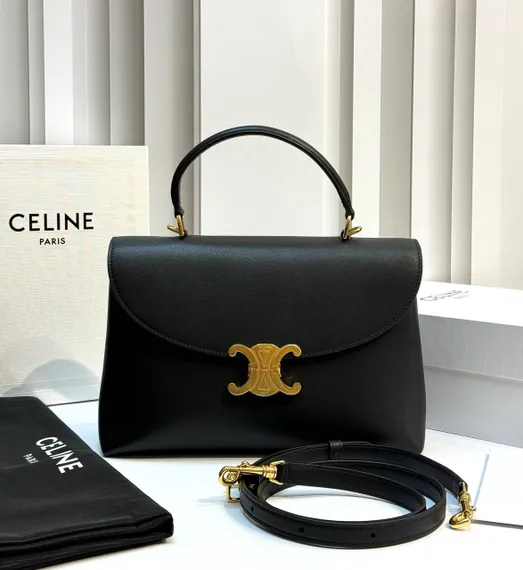 Сумки CELINE MEDIUM NINO из блестящей телячьей кожи черный