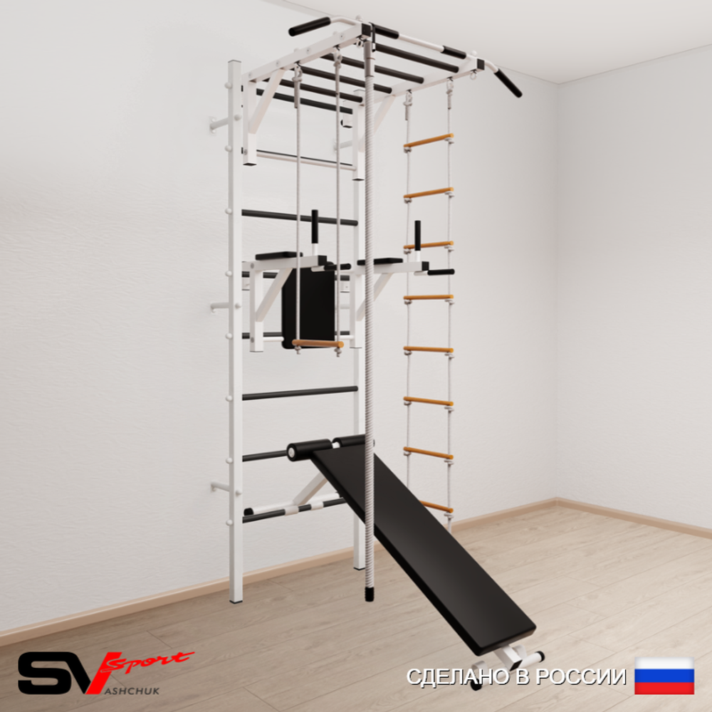Шведская стенка Sv Sport 557 (Турник рукоход/Брусья/Скамья/Канат/Лестница/Трапеция)