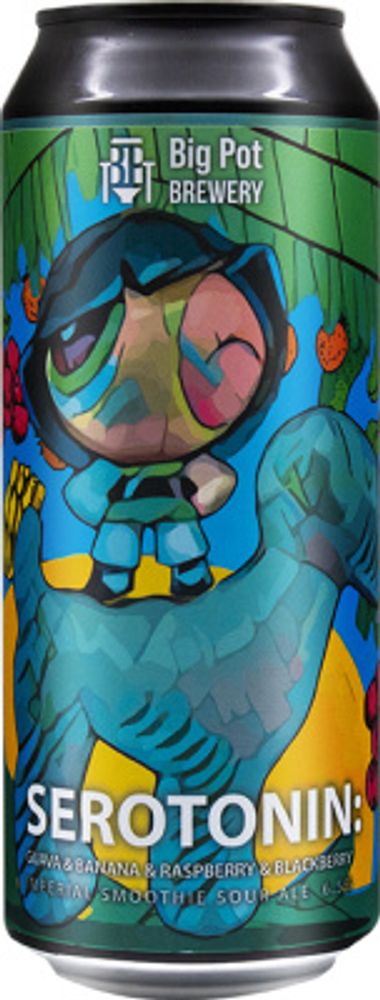 Пиво Биг Пот Серотонин Гуава, Банан, Распберри, Блэкберри / Big Pot Serotonin Guava, Banana, Raspberry, Blackberry 0.45 - банка