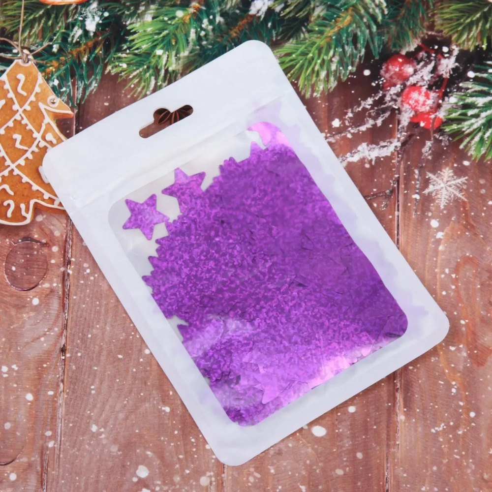 Конфетти «Звездочки галограмма» 15 г (2 см), Фиолетовый