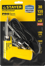 STAYER PROTerm 30Вт+130Вт 2в1 конус, керамический нагреватель, Электропаяльник с пистолетной рукояткой (55308-130)