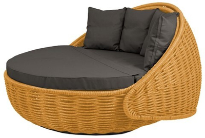 Круглый шезлонг Диван-кровать Nestbed (песочный, подушка графит)