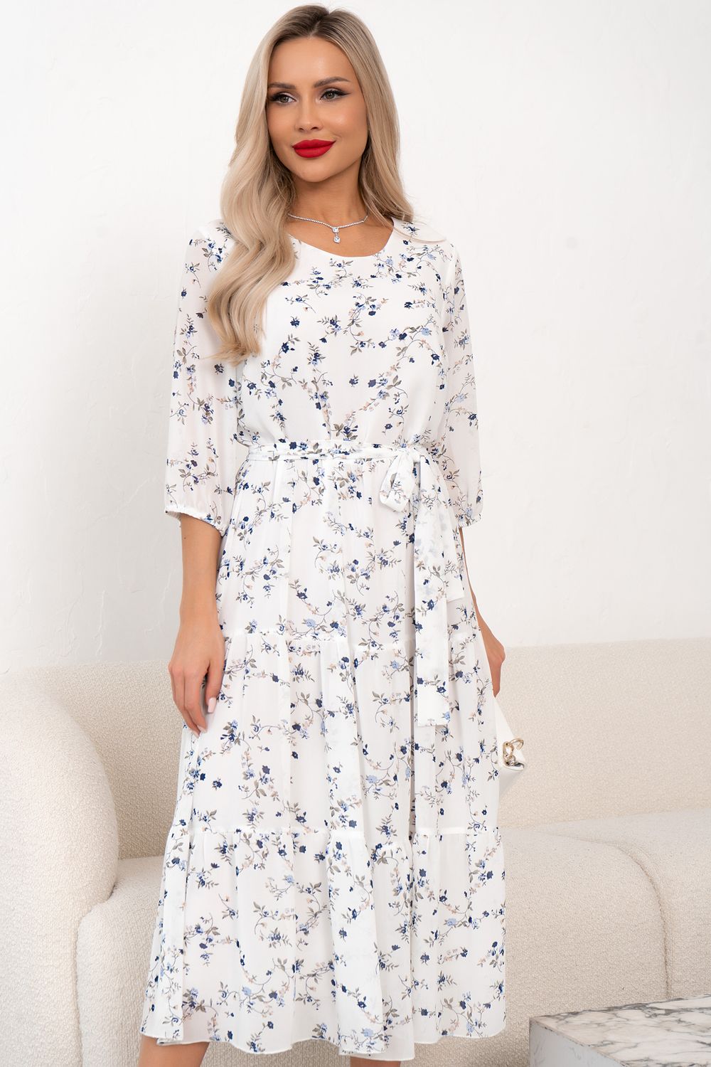 Платье Хелен (белый/синий принт) Р11-2075/11 Nikol