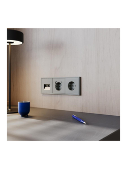 Розетка 1-м СП S70 16А с USB A+С с заземл. защ. шторки механизм титан Voltum VLS040506