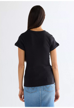 Футболка женская WRANGLER CAPPED RIB SHIRT BLACK