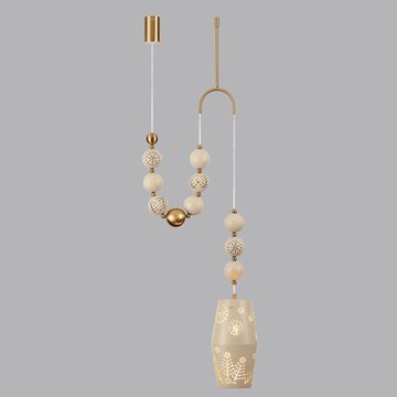 Подвес 1*E27 5444/1B бежевый/античная бронза KARELIA Odeon Light Exclusive