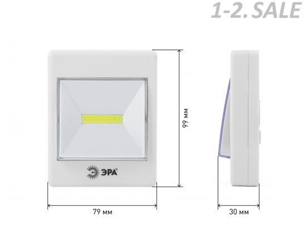 Фонарь светодиодный ЭРА SB-606 пушлайт кликер COB, 3xAAA, скотч, блистер