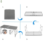 Стол складной металл, прямоугольный, 120х60х68.5 см, столешница МДФ, темн-сер,  4 стула