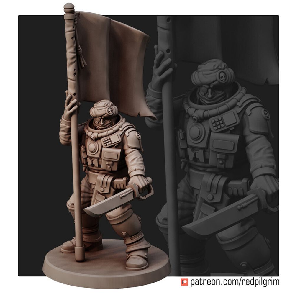 Astra Militarum Tallarn Desert Raiders Гвардеец Знаменосец миниатюра для AOS,Waha, Настольная игра, НРИ, Варгейм, РПГ