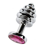 Фигурная анальная пробка с красным стразом - 7,6 см. (Цвет: красный)