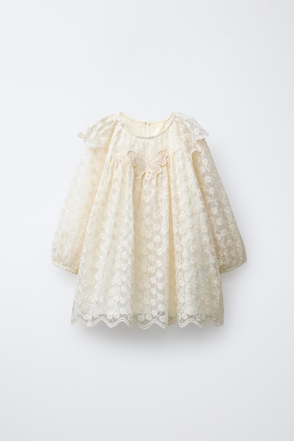 ZARA ПЛАТЬЕ ИЗ ПОЛУПРОЗРАЧНОЙ ТКАНИ, ЭКРЮ