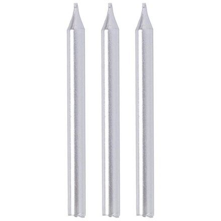 Свечи для торта серебро металлик 8 см, 12 шт