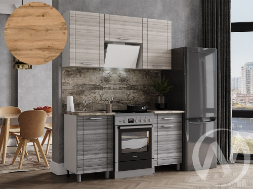 Кухня Салли 1.6м с окапом (корпус белый/сандал белый; сандал серый)