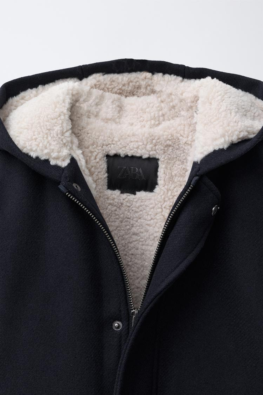 ZARA ПАЛЬТО С ПОДКЛАДКОЙ ИЗ ИСКУССТВЕННОЙ ОВЧИНЫ, МОРСКОЙ СИНИЙ