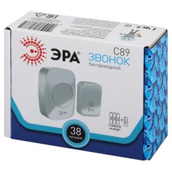 Звонок дверной ЭРА C89 беспроводной белый 38 мелодий | Электрозвонки беспроводные