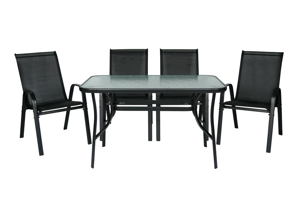 Набор мебели Сан-Ремо арт.SC-092KD, SC-090 черный, (4 кресла кор.2+стол 120х70см, каркас черный, сиденья черные) "Garden story"