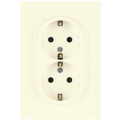 Розетка ЭРА Galaxy 15-2104-02 с заземлением двойная 2X2P+E Schuko 16А-250В IP20 слоновая кость | Эра Galaxy