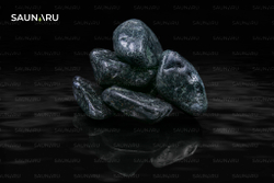 SAUNARU Камни для сауны Нефрит шлифованный PREMIUM, фракция до 100 мм, ведро 15 кг, артикул SSB15-NP