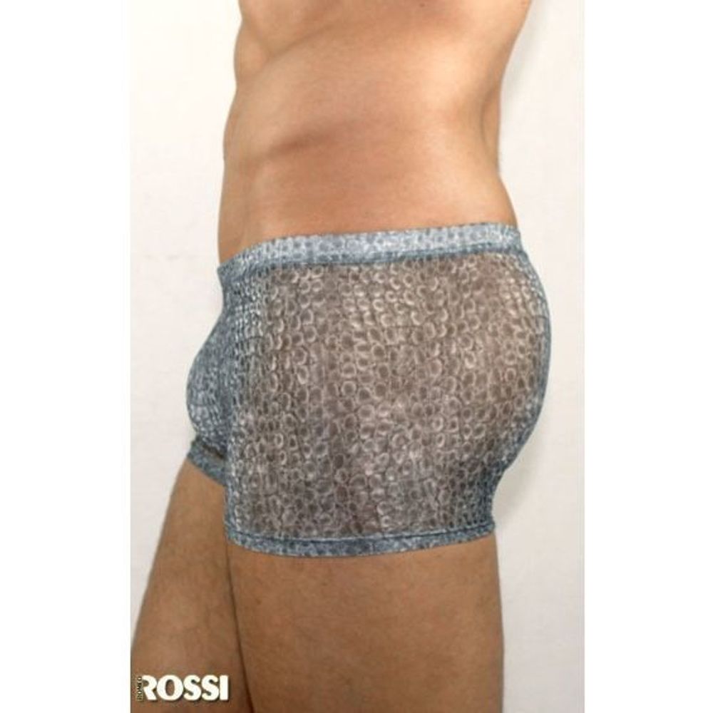 Мужские трусы боксеры прозрачны серые с рисунком змеиной чешуи Romeo Rossi Snake Grey Boxer 1RR00215