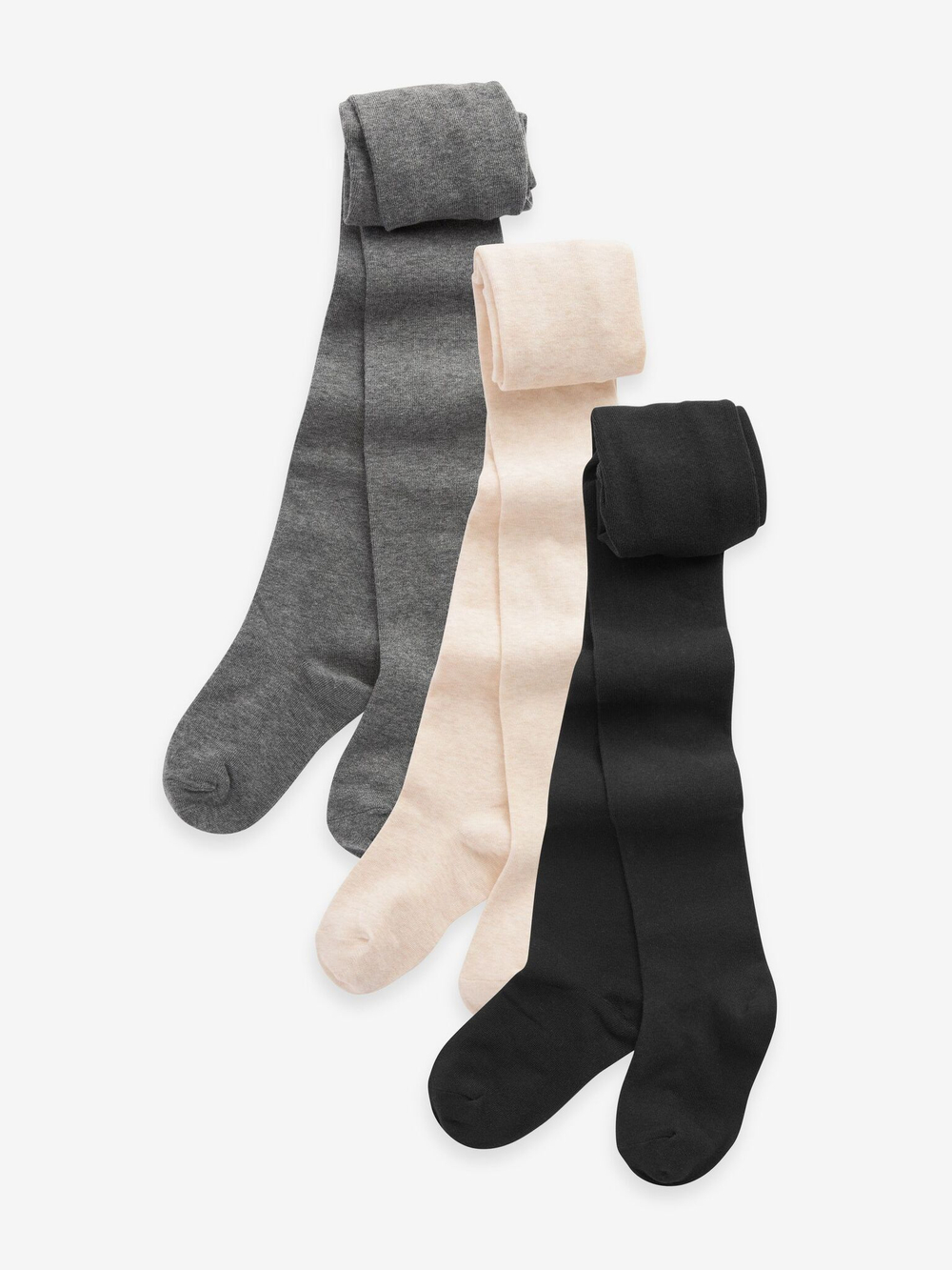 Колготки хлопковые для девочки Next D89-965, 3 шт., Серый, Кремовый, Черный