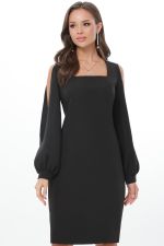 Платье приталенное черное с разрезами на рукавах DStrend (Акция)